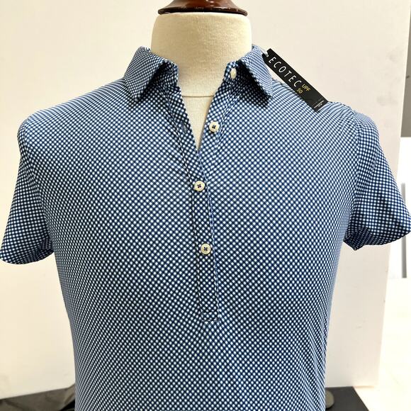 Fulll Turn Other - Full Turn EcoTec Golf Polo "Houndstooth Geo Lisle" Mens M NWT